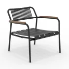 Low Aluminum Garden Armchair and Rope Backrest - Resplendent Viadurini