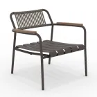 Low Aluminum Garden Armchair and Rope Backrest - Resplendent Viadurini