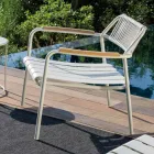 Low Aluminum Garden Armchair and Rope Backrest - Resplendent Viadurini
