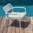 Low Aluminum Garden Armchair and Rope Backrest - Resplendent Viadurini
