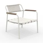 Low Aluminum Garden Armchair and Rope Backrest - Resplendent Viadurini