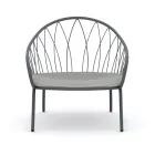 Low Garden Armchair in Metal and Cushion Made in Italy - Fontana Viadurini