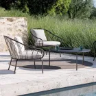Low Garden Armchair in Metal and Cushion Made in Italy - Fontana Viadurini