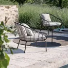 Low Garden Armchair in Metal and Cushion Made in Italy - Fontana Viadurini