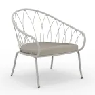 Low Garden Armchair in Metal and Cushion Made in Italy - Fontana Viadurini