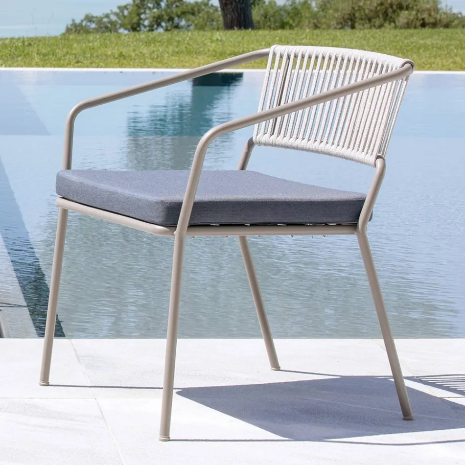 Low Garden Armchair with Cushion Included Made in Italy - Prato Viadurini