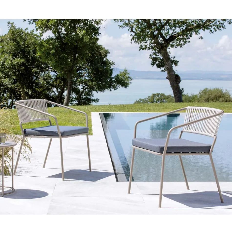 Low Garden Armchair with Cushion Included Made in Italy - Prato Viadurini
