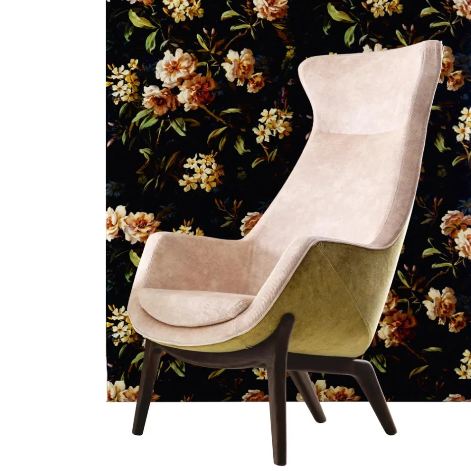 Design bergére armchair in fabric Grilli Wilde 100 % made in Italy Viadurini
