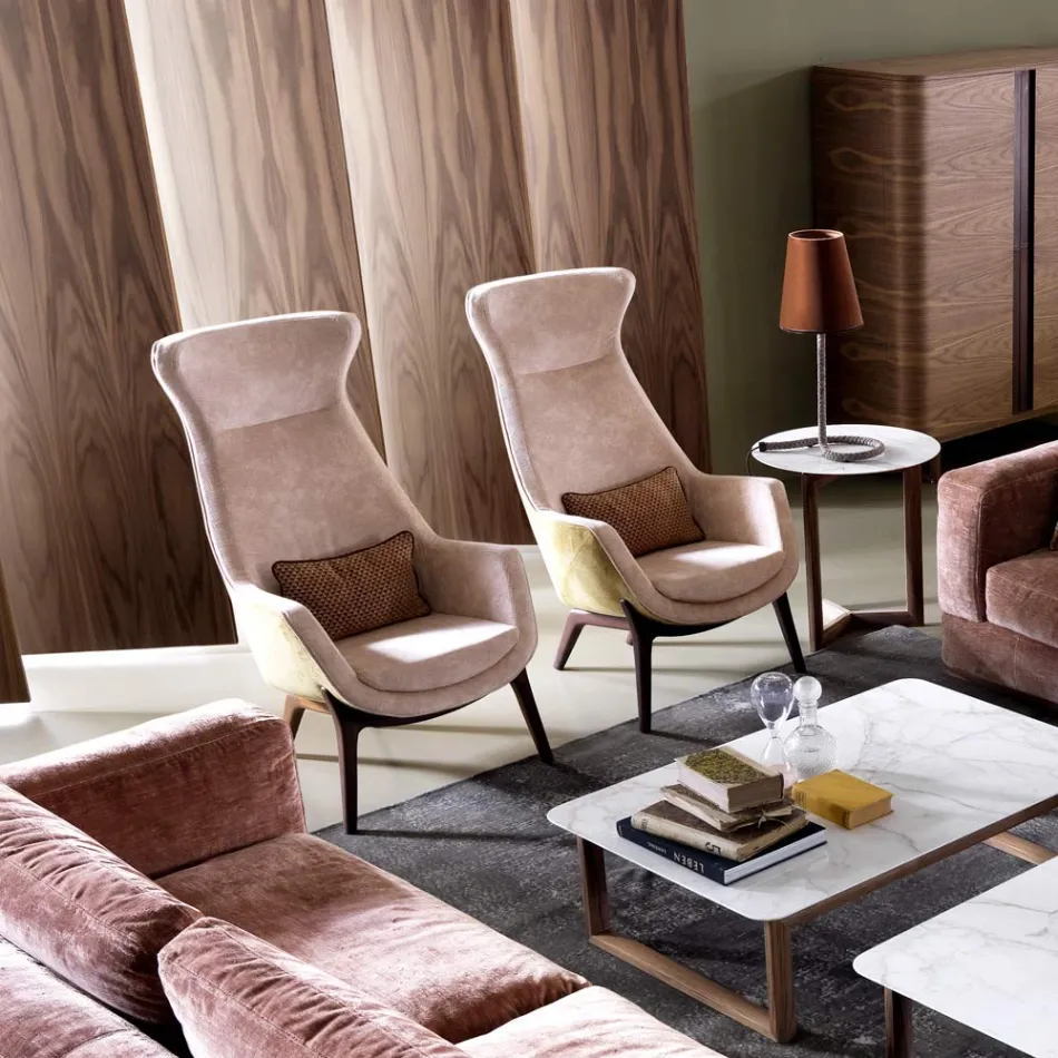 Design bergére armchair in fabric Grilli Wilde 100 % made in Italy Viadurini