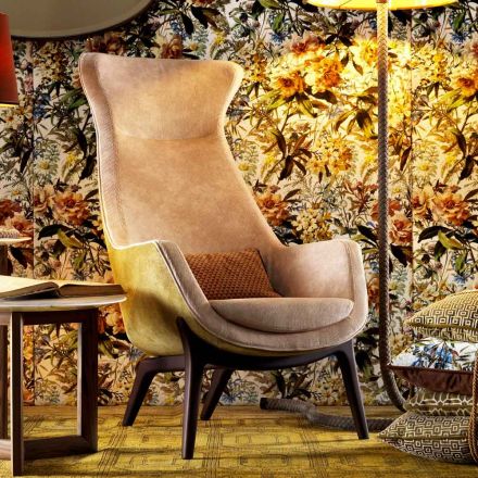 Design bergére armchair in fabric Grilli Wilde 100 % made in Italy Viadurini