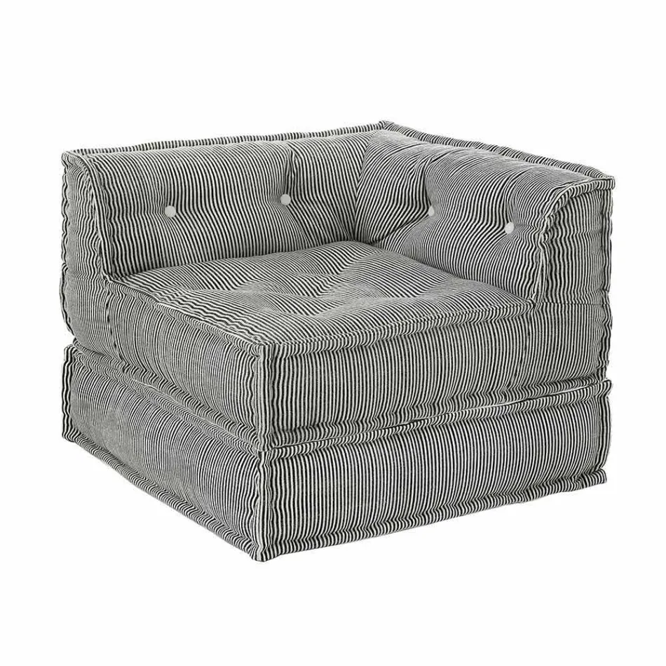 Chaise Longue Armchair of Ethnic Design in Patchwork Cotton, for Living Room - Fiber Viadurini