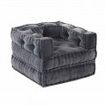 Ethnic Design Chaise Longue Armchair in Gray or Blue Velvet - Fiber