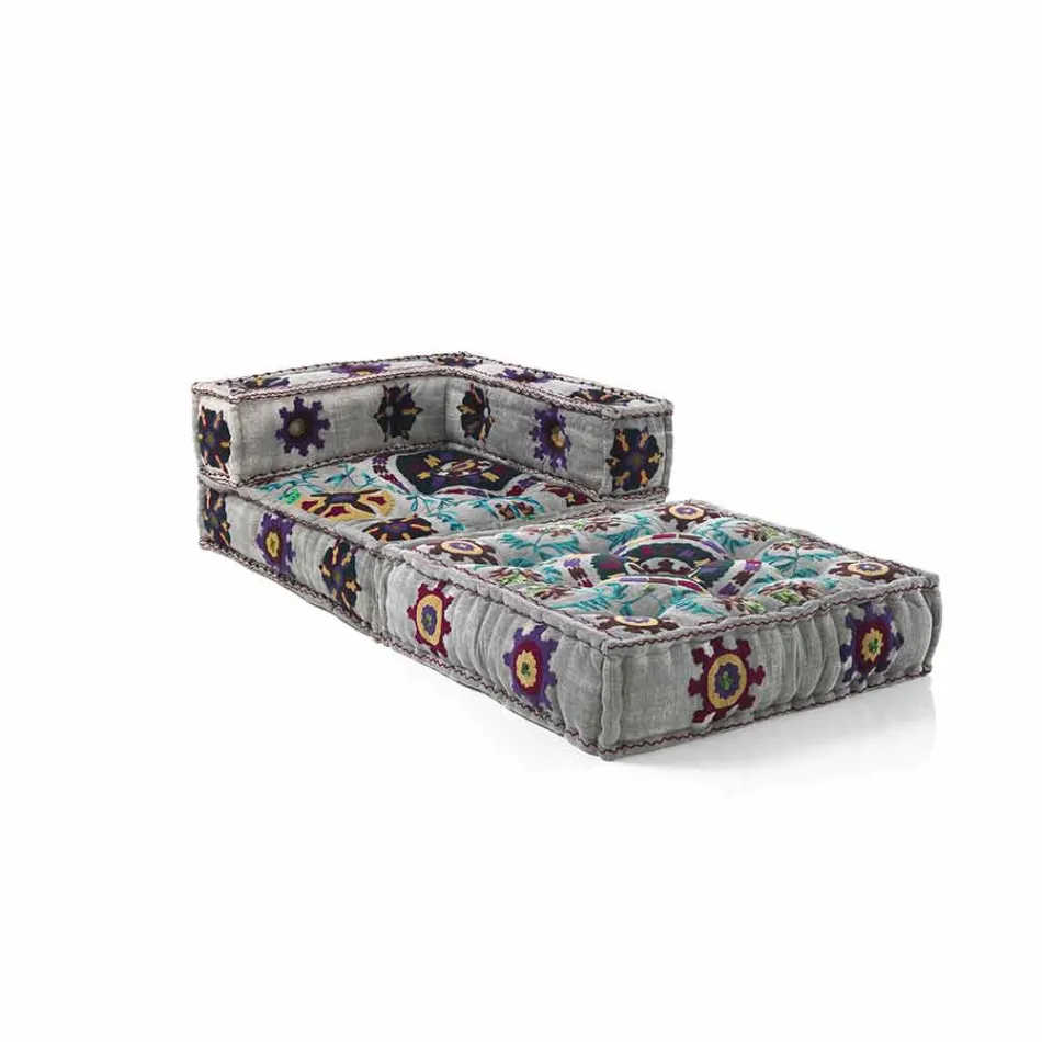 Chaise Longue armchair in Patchwork Cotton for Ethnic Design Lounge - Fiber Viadurini