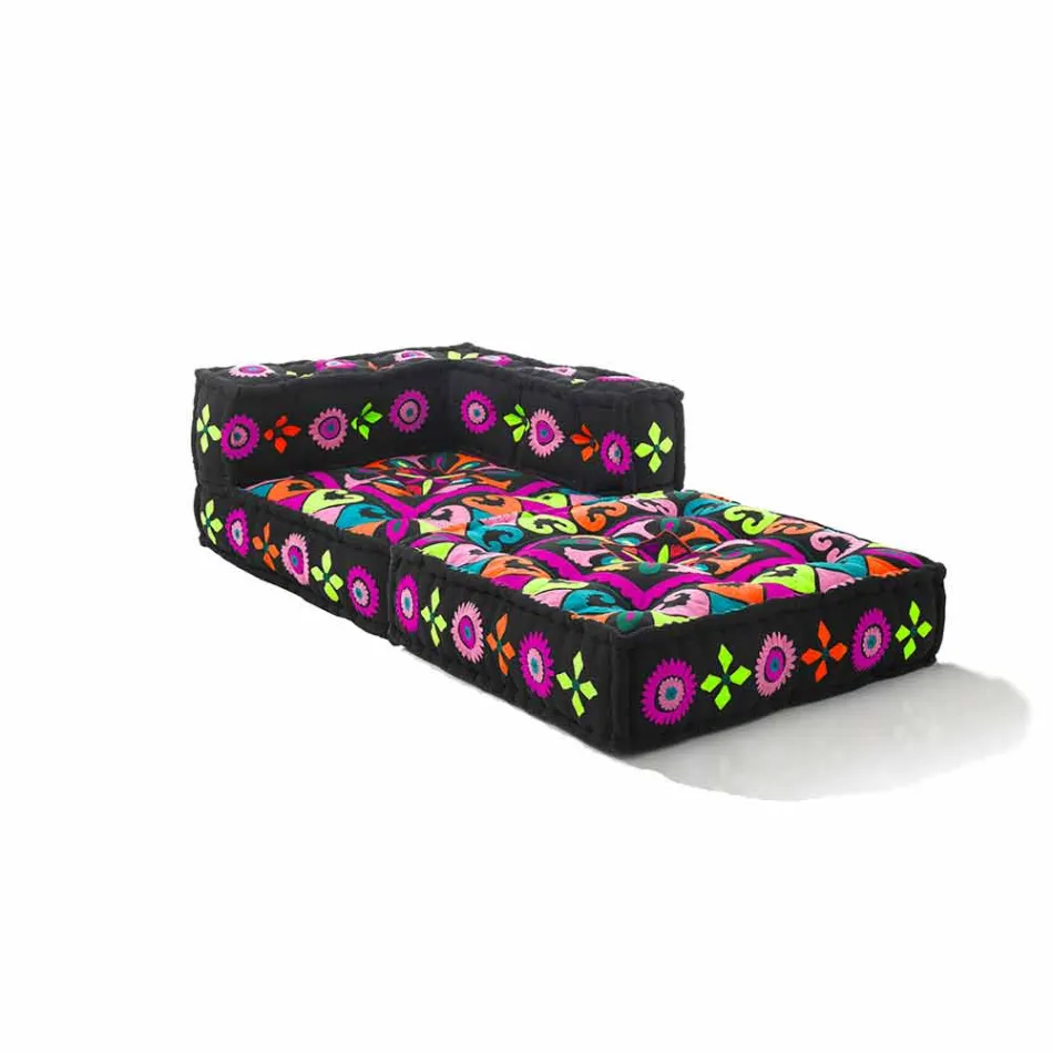 Chaise Longue armchair in Patchwork Cotton for Ethnic Design Lounge - Fiber Viadurini