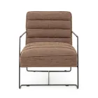 Classic Armchair in Steel and Faux Leather Brown or Black Design - Kendy Viadurini