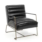 Classic Armchair in Steel and Faux Leather Brown or Black Design - Kendy Viadurini
