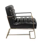 Classic Armchair in Steel and Faux Leather Brown or Black Design - Kendy Viadurini