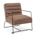 Classic Armchair in Steel and Faux Leather Brown or Black Design - Kendy