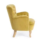 Classic Armchair in Wood and Padded Seat in Quilted Cotton - Monny Viadurini