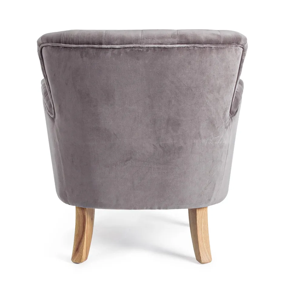 Classic Armchair in Wood and Padded Seat in Quilted Cotton - Monny Viadurini