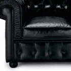 Classic Armchair Covered in Leather with Wooden Feet Made in Italy - Idra Viadurini