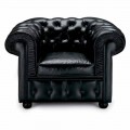 Classic Armchair Covered in Leather with Wooden Feet Made in Italy - Idra