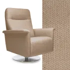 Armchair with Swivel Steel Base and Footrest Made in Italy - Valentina Viadurini