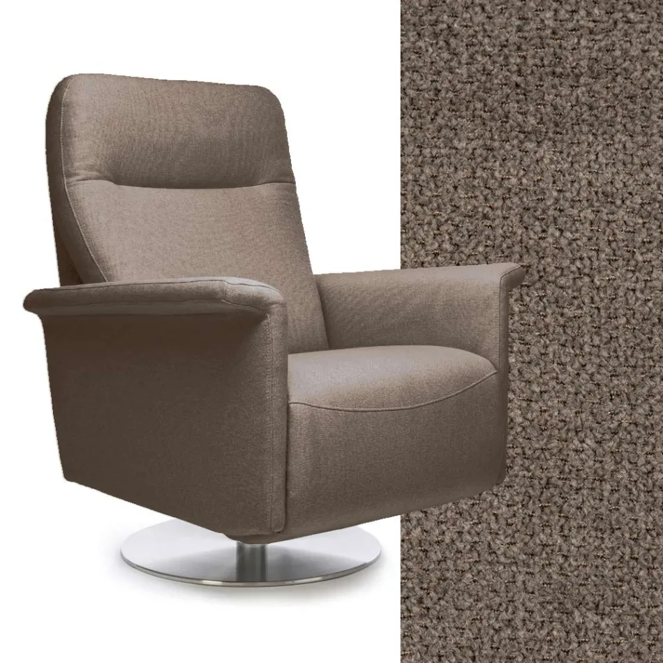 Armchair with Swivel Steel Base and Footrest Made in Italy - Valentina Viadurini