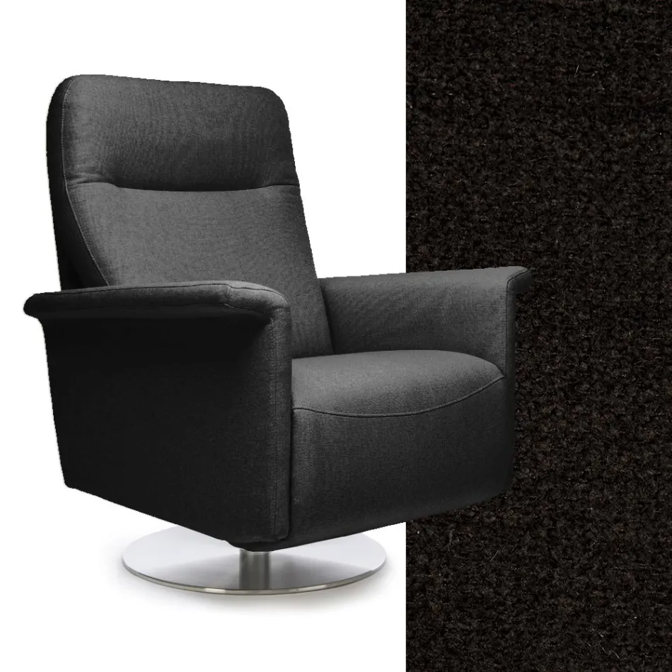 Armchair with Swivel Steel Base and Footrest Made in Italy - Valentina Viadurini