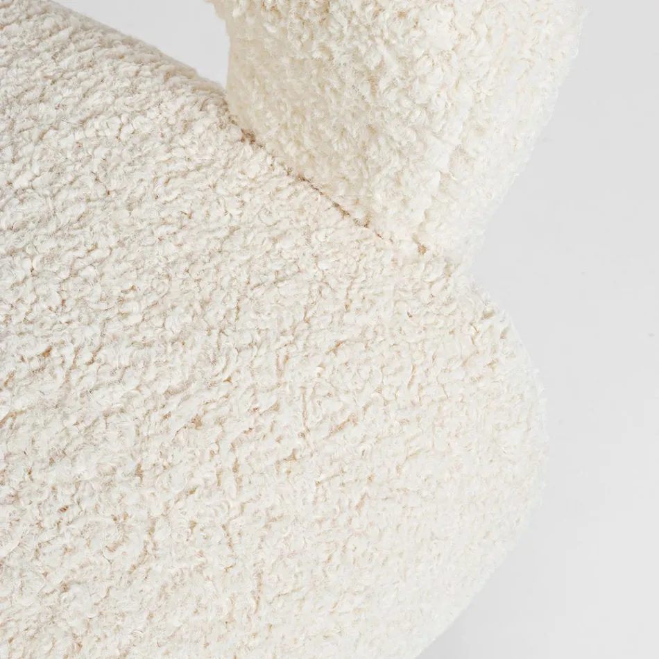 Armchair with Armrests in Rubberwood and Wool Effect Seat - Patrizia Viadurini