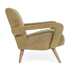 Armchair with Armrests in Rubberwood and Wool Effect Seat - Patrizia Viadurini