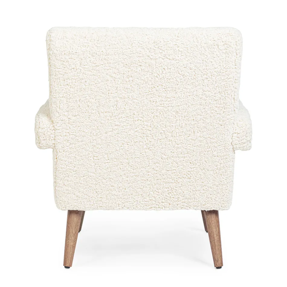 Armchair with Armrests in Rubberwood and Wool Effect Seat - Patrizia Viadurini