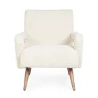 Armchair with Armrests in Rubberwood and Wool Effect Seat - Patrizia Viadurini