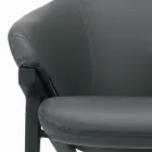 Armchair with Steel Structure and Graphite Eco-Leather Seat Made in Italy - Reggio Viadurini