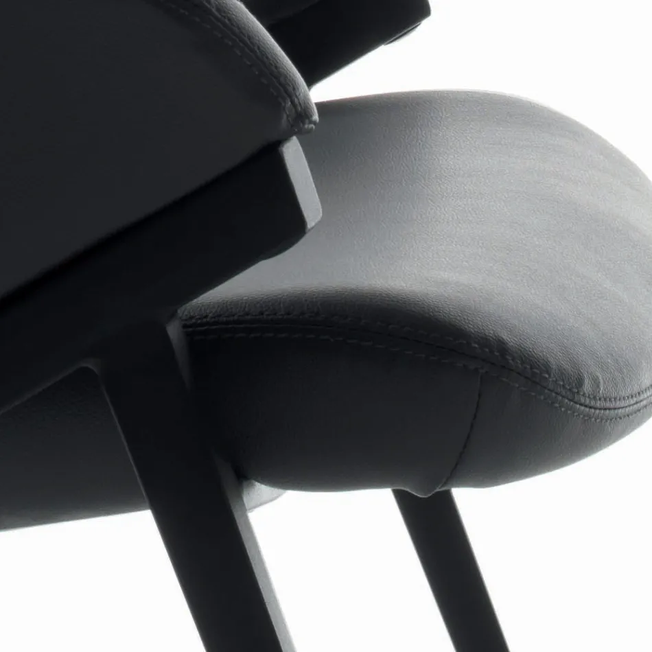Armchair with Steel Structure and Graphite Eco-Leather Seat Made in Italy - Reggio Viadurini