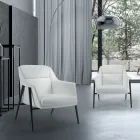Armchair with Black Steel Structure and Eco-Leather Seat Made in Italy - Modena Viadurini