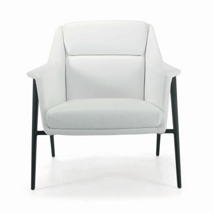 Armchair with Black Steel Structure and Eco-Leather Seat Made in Italy - Modena Viadurini
