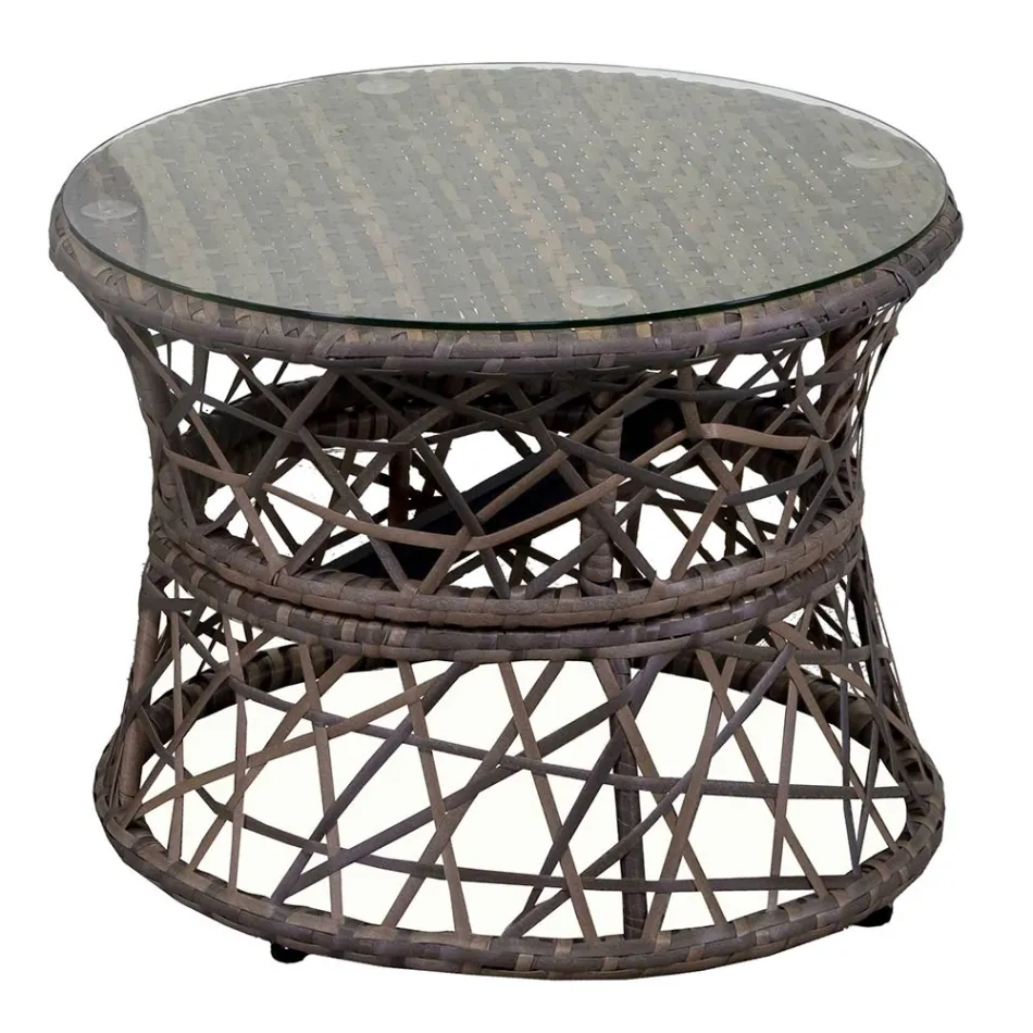 Armchair with Aluminum Frame Covered with Polyrattan and Coffee Table - Puntina Viadurini