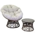 Armchair with Aluminum Frame Covered with Polyrattan and Coffee Table - Puntina