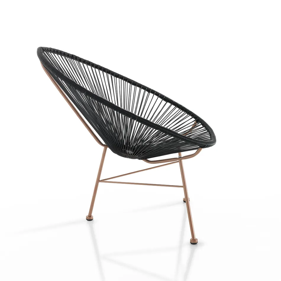Outdoor and Indoor Armchair in Metal and Polyrattan - Erbium Viadurini