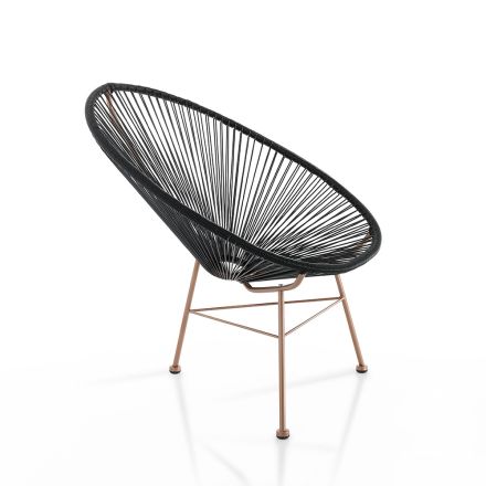 Outdoor and Indoor Armchair in Metal and Polyrattan - Erbium Viadurini