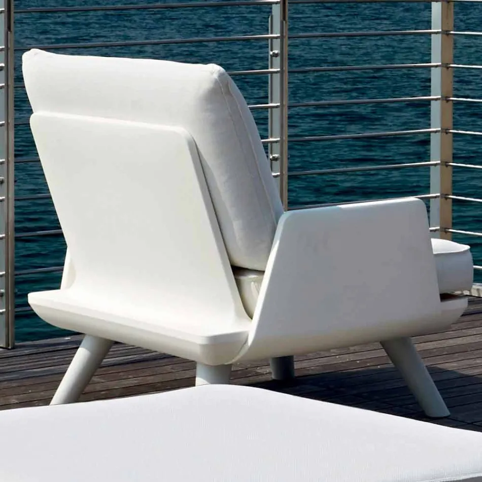 Upholstered Outdoor Armchair of White and Modern Design - Samurai by Myyour Viadurini