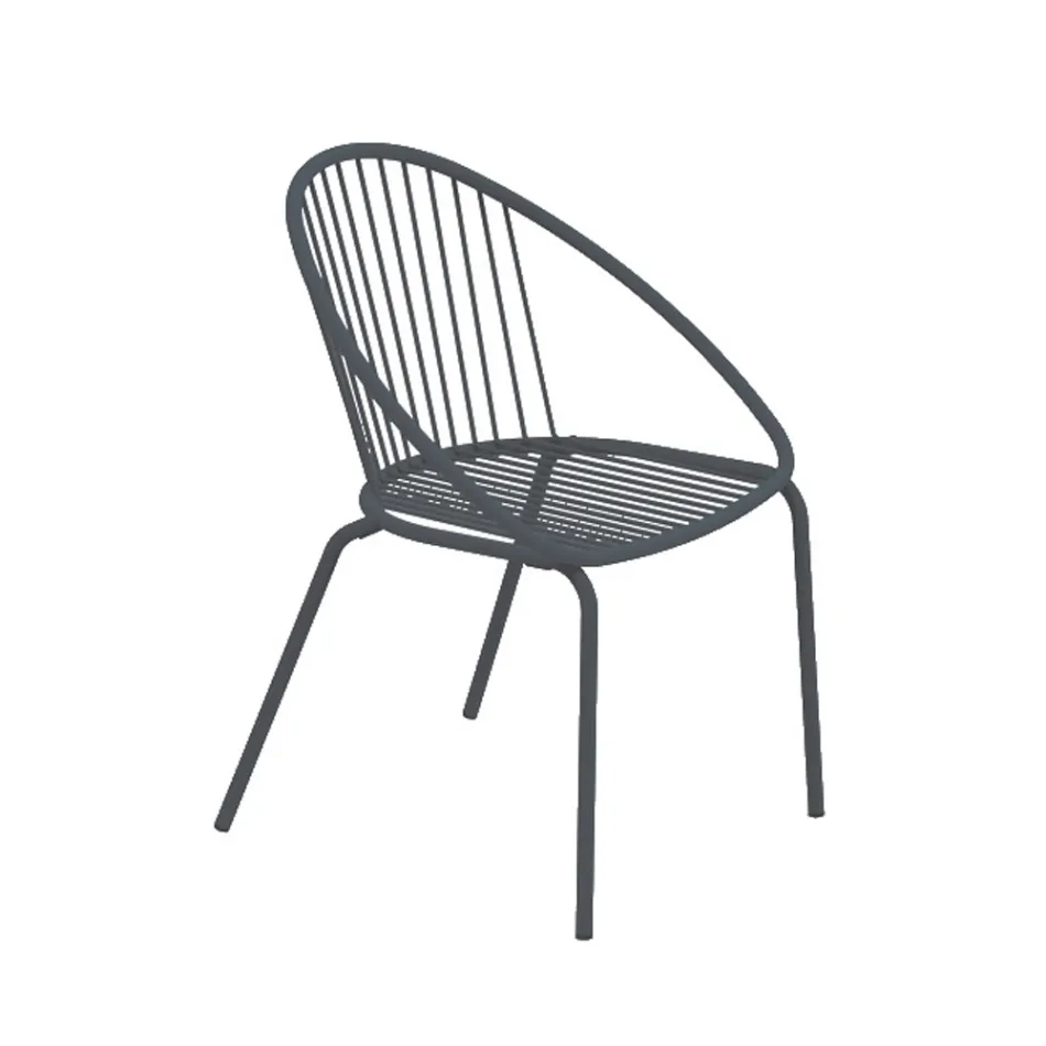 Stackable Outdoor Armchair in Steel Made in Italy 2 Pieces - Sansa Viadurini