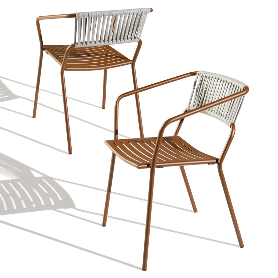 Outdoor Armchair in Galvanized Steel Stackable Made in Italy 2 Pieces - Vesna Viadurini