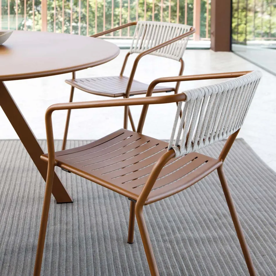 Outdoor Armchair in Galvanized Steel Stackable Made in Italy 2 Pieces - Vesna Viadurini