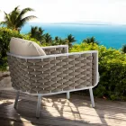 Outdoor Armchair in Aluminum and Hand Woven Fabric - Reda Viadurini