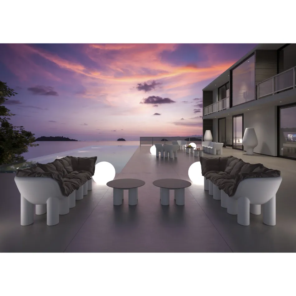 Outdoor Armchair in Polyethylene with Cushion Made in Italy - Freccia Viadurini