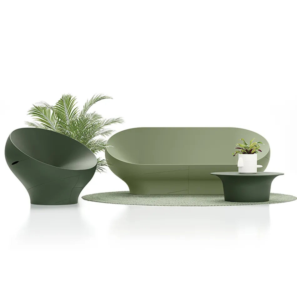 Outdoor Polyethylene Armchair Available in Various Colours - Towel Viadurini