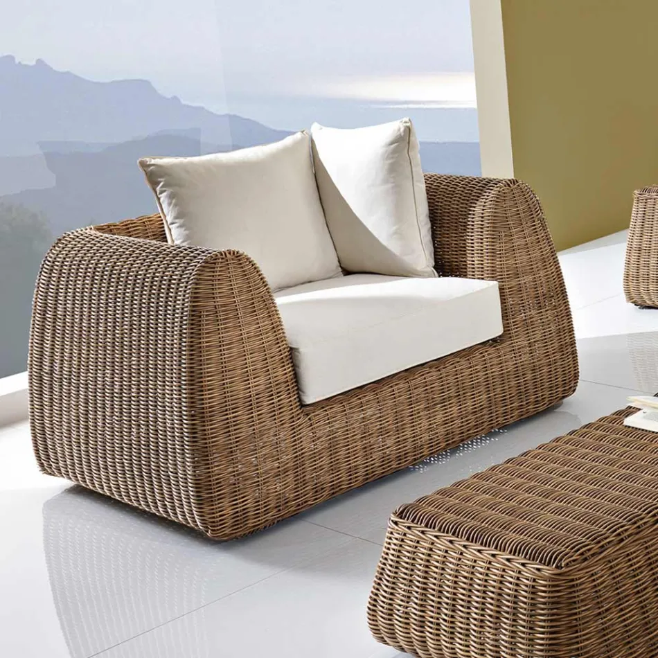 Outdoor Armchair in Woven Polyrattan - Charlie Viadurini