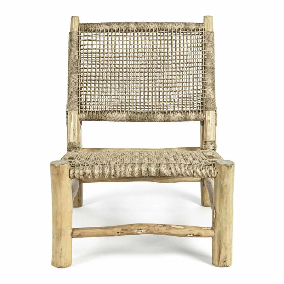 Outdoor Armchair in Teak Branches and Synthetic Fiber, 2 Pieces - Tecno Viadurini